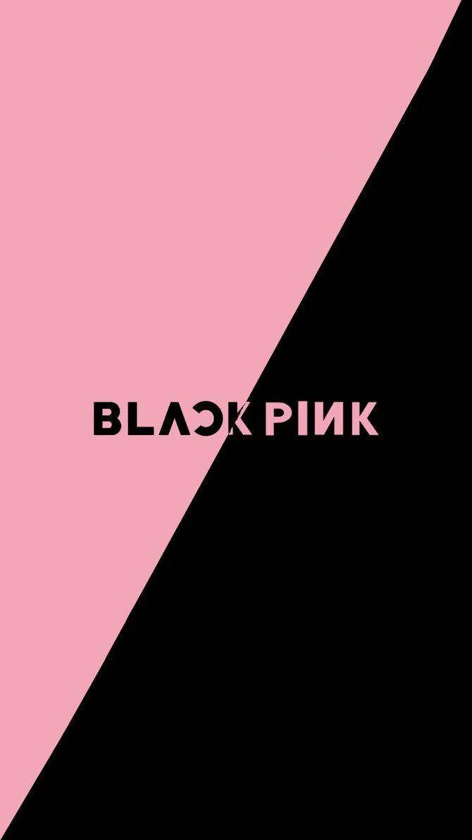 ブラックピンクのロゴ、斜めに色分けされたデザイン 壁紙