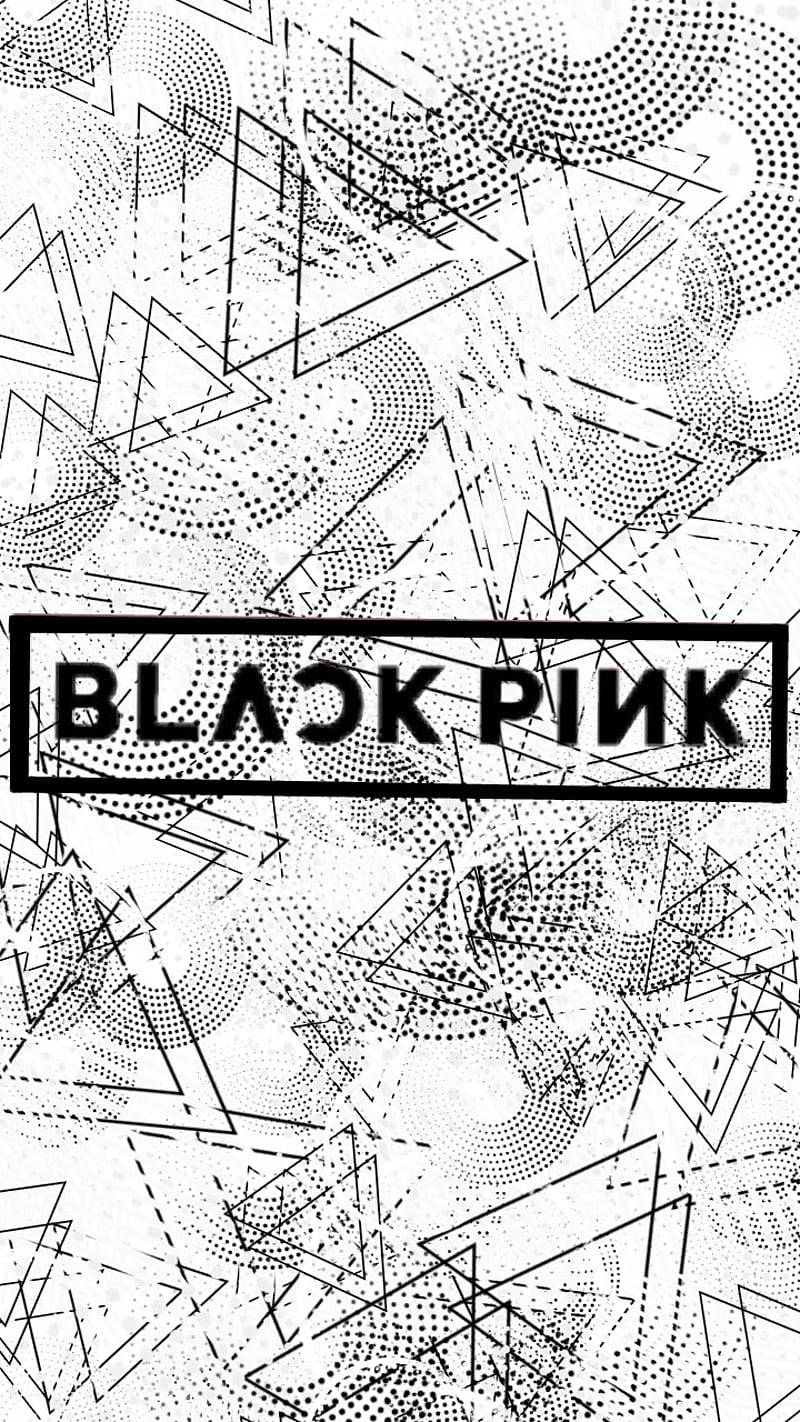 ブラックピンクのロゴ 白黒背景 壁紙