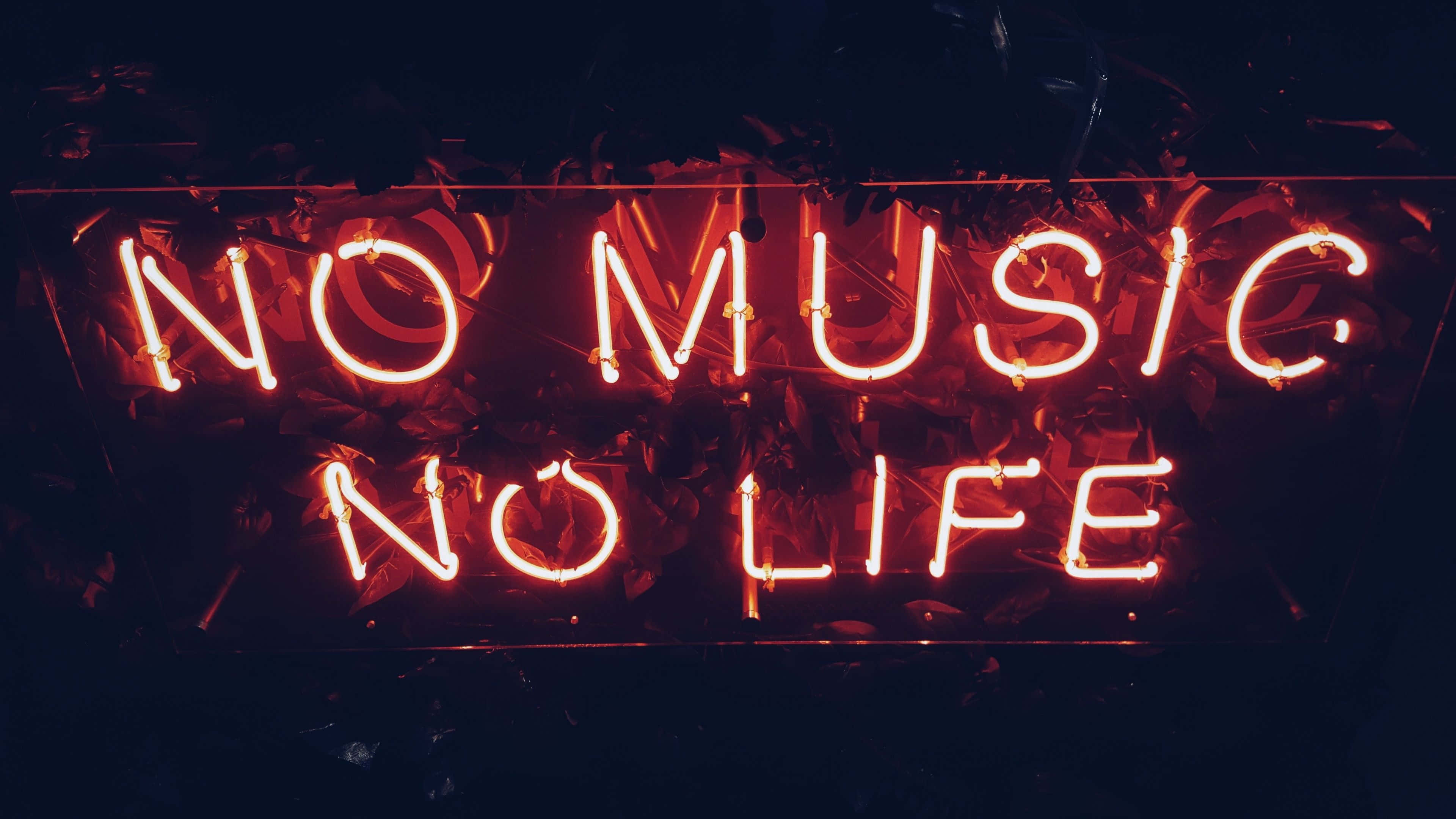 ブラックレッドネオン No Music No Life 壁紙