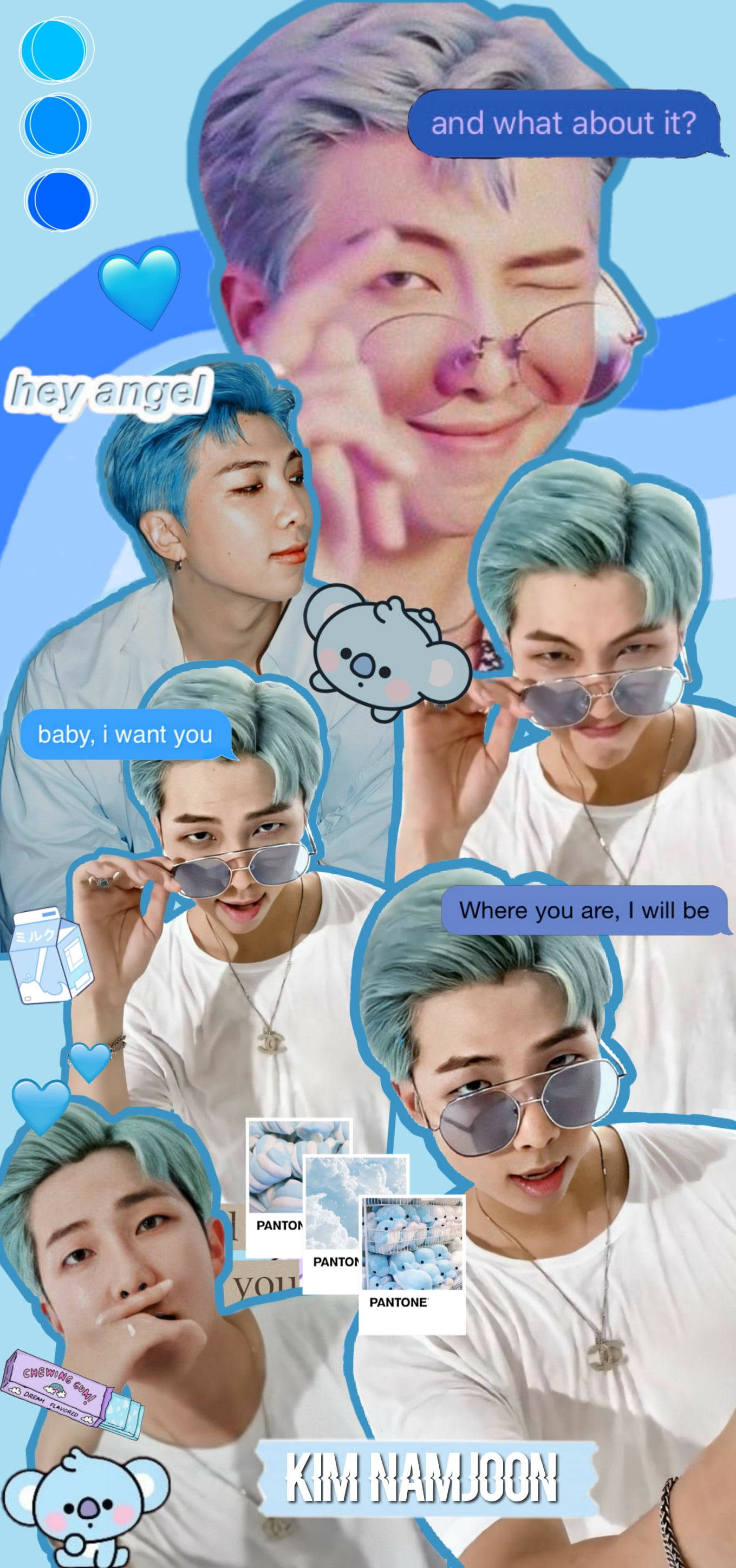 ブルー・エステティック BTS RM キュート 壁紙