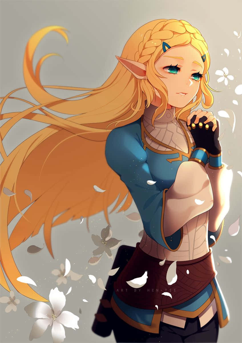 プリンセスゼルダ BOTW ファンアート 花のドローイング 壁紙
