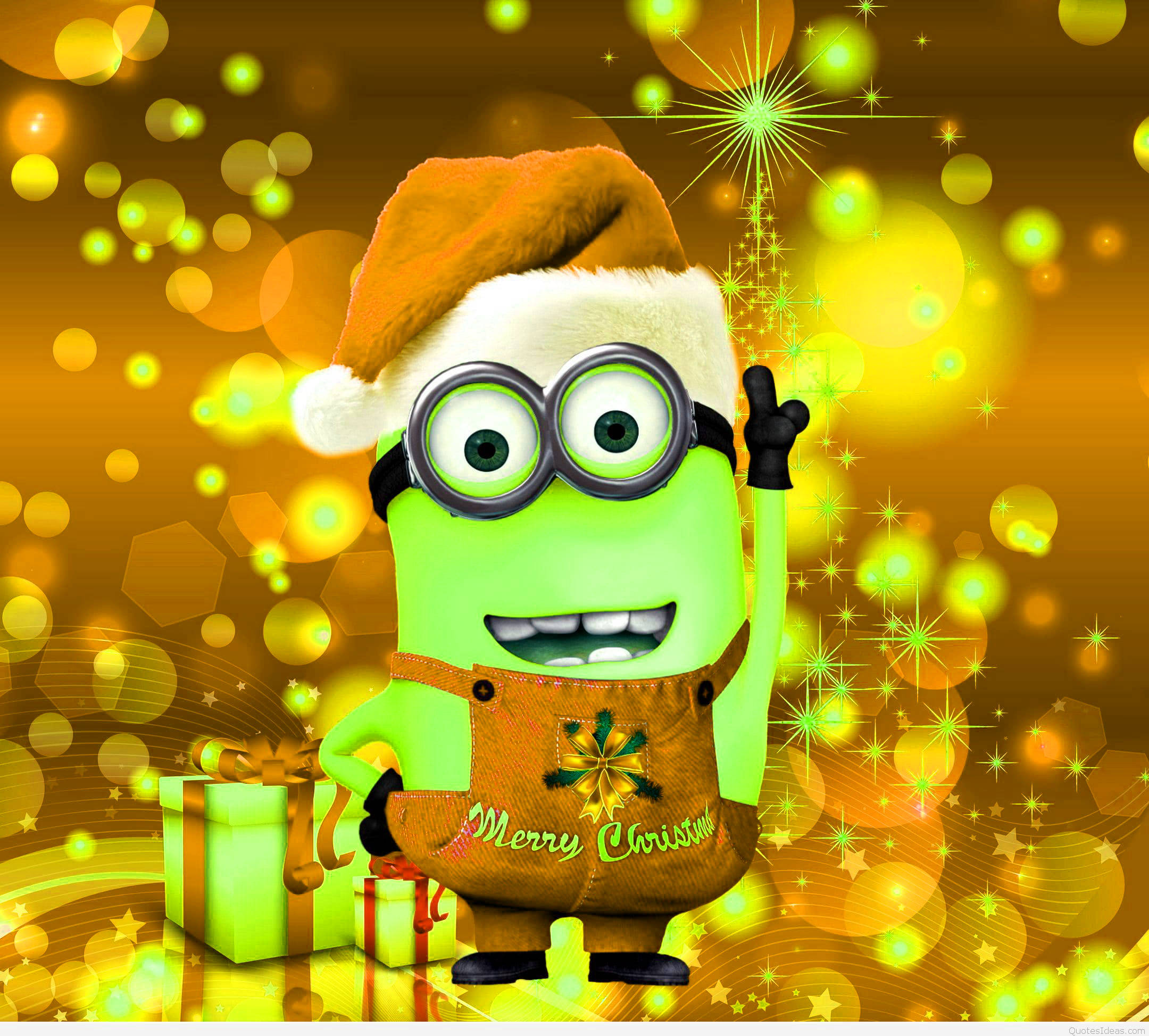 プレッピーな緑のミニオンのクリスマス 壁紙