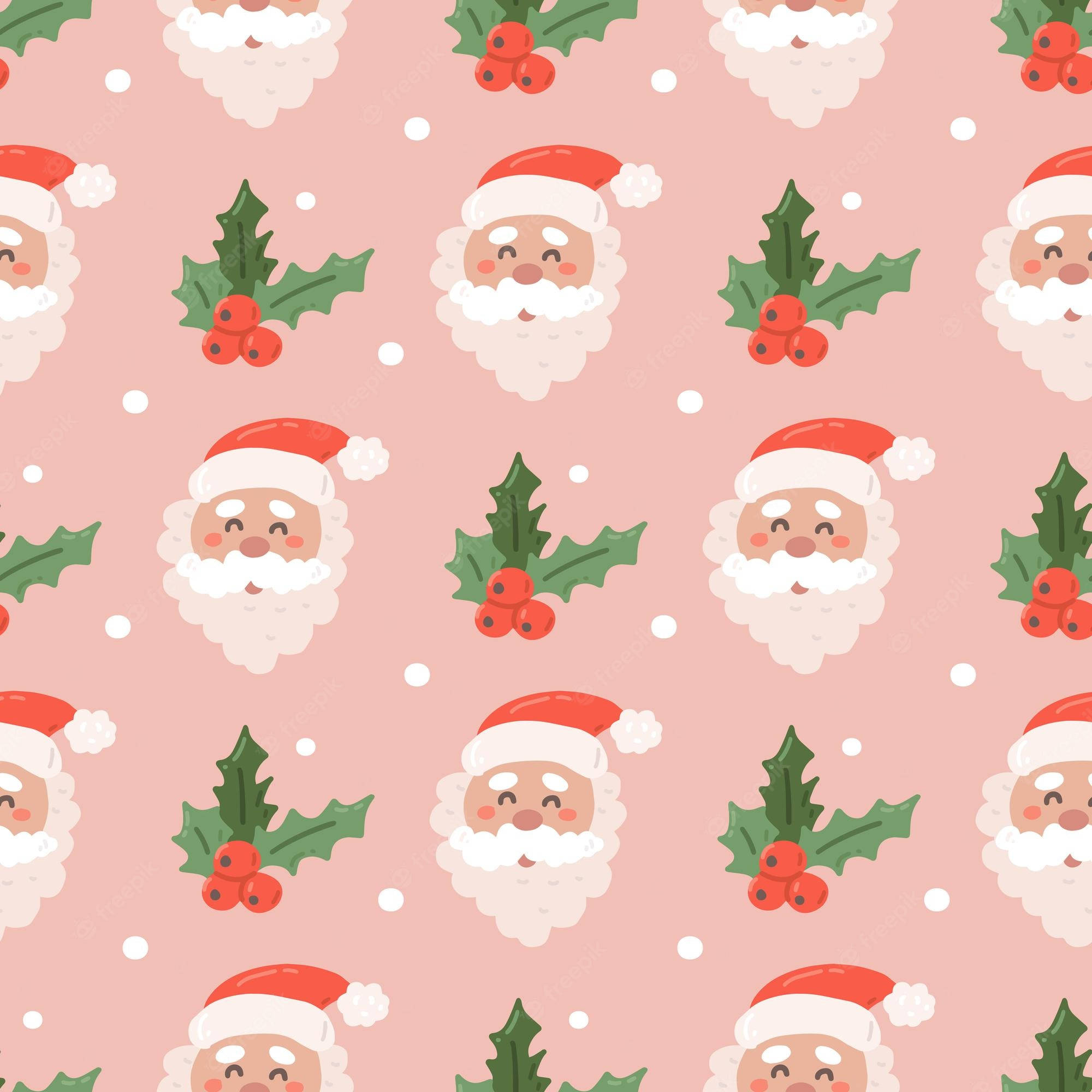 プレッピークリスマス サンタクロース柄 壁紙