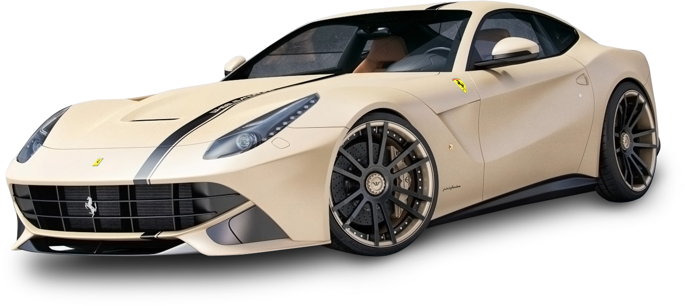 ベージュのフェラーリスーパーカー横顔 壁紙