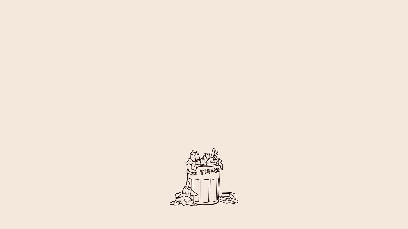 ベージュの背景に描かれた犬のイラスト 壁紙