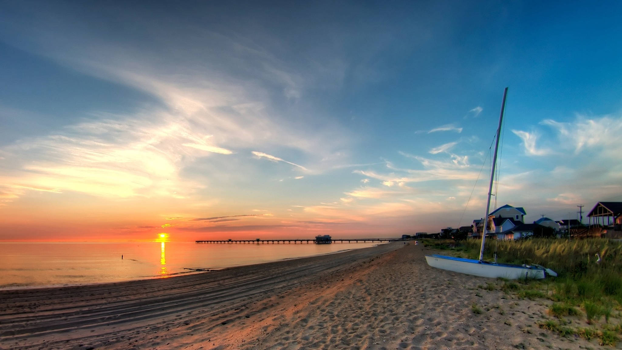 ペルー 海辺の夕日 壁紙