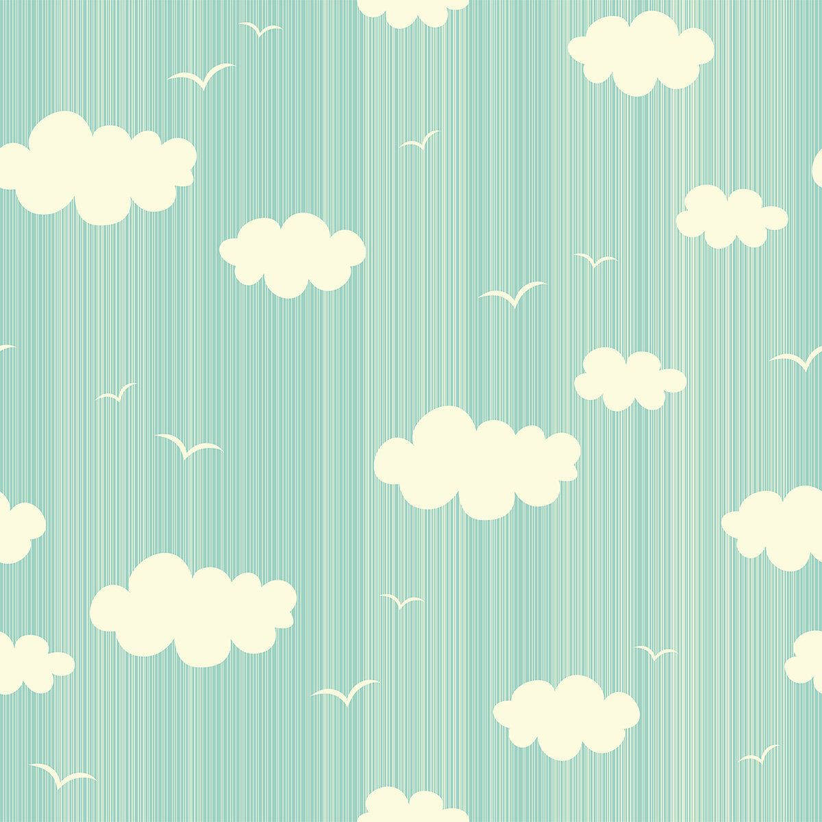 ペーストルグリーンの雲と鳥 壁紙