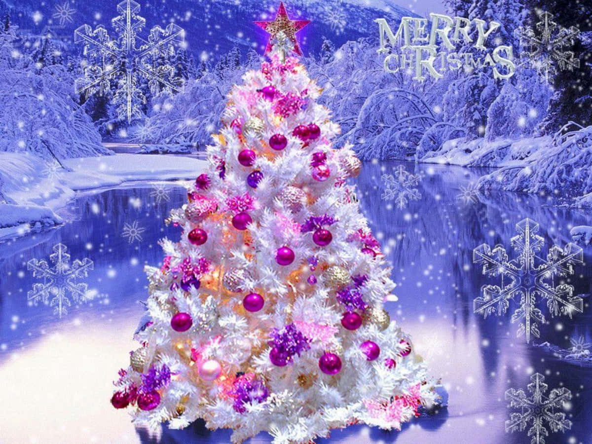 ホワイトキャンディクリスマスツリーの画像 壁紙