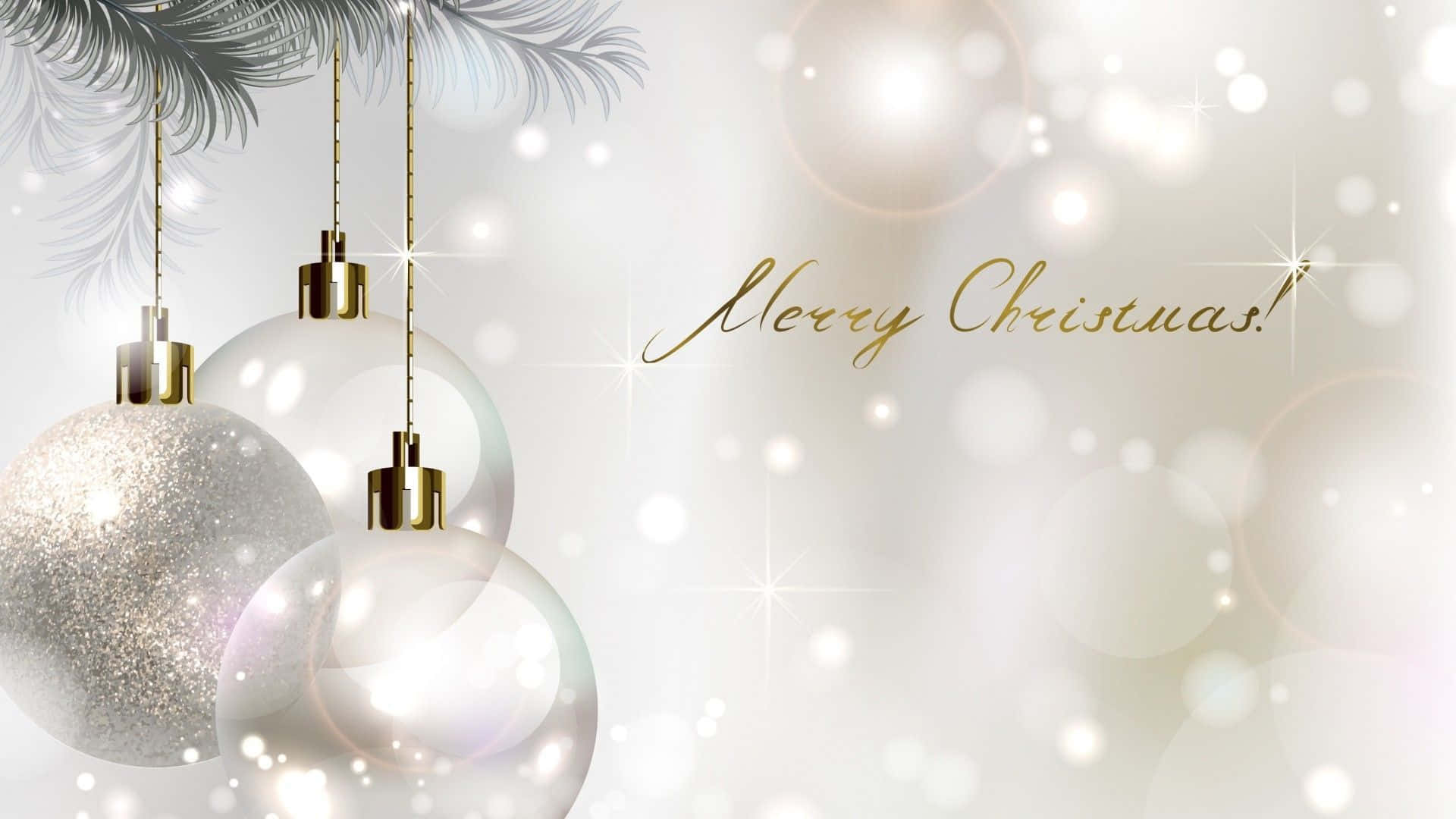 ホワイトクリスマスボールオーナメントのグリーティング 壁紙