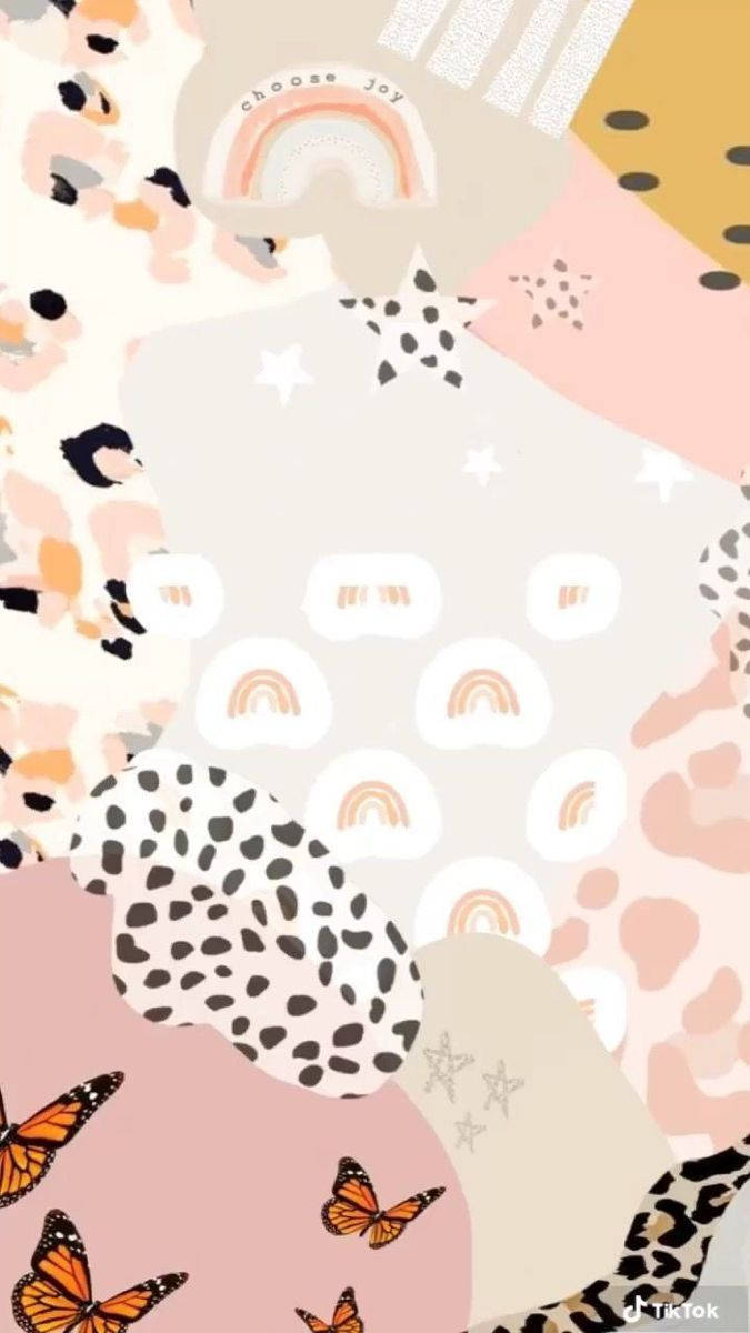 ボヘミアン美学 異なるパターンのコラージュ 壁紙