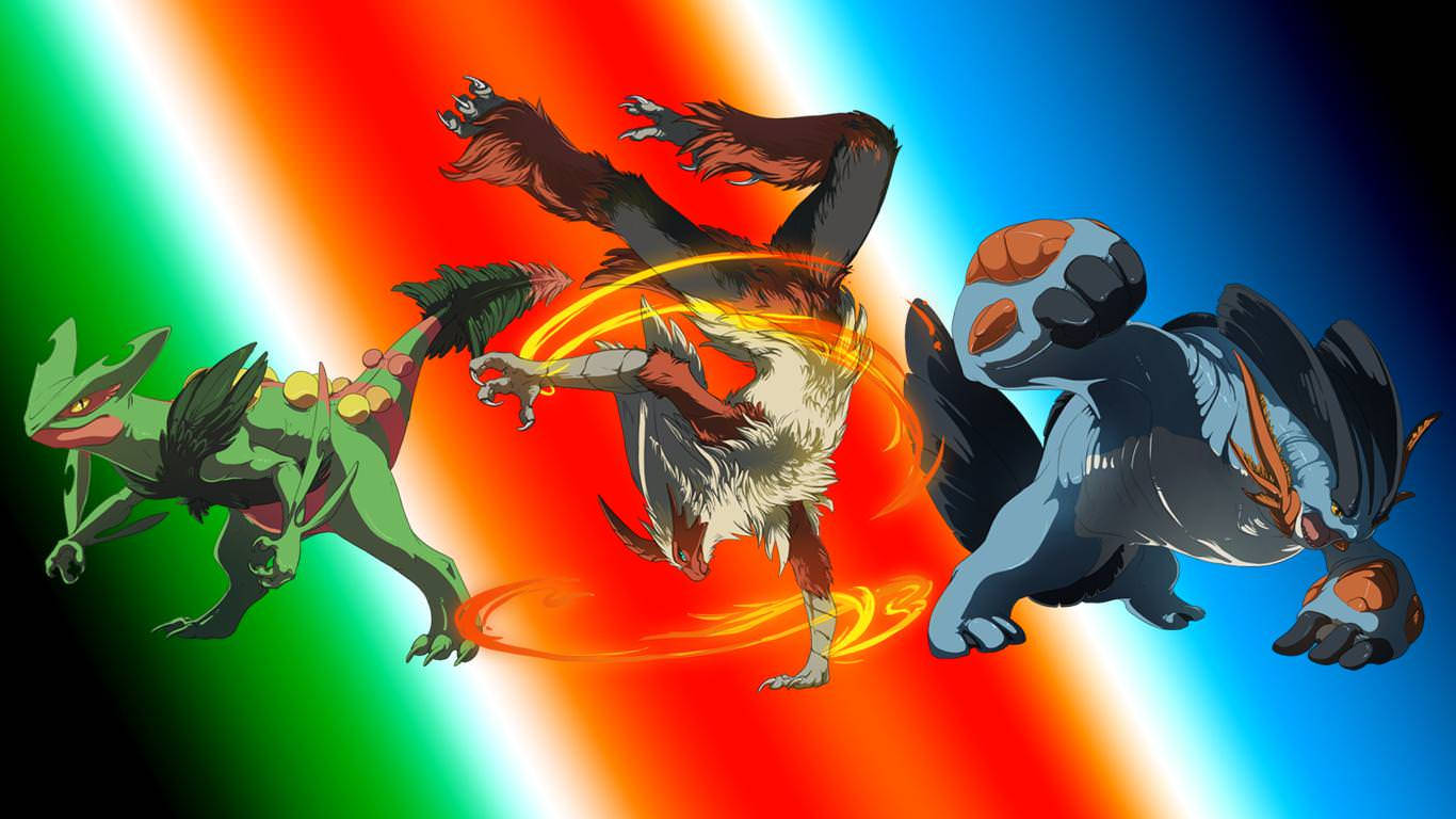 フシギダネ、ヒトカゲ、ゼニガメのポケモンキャラクターが進化