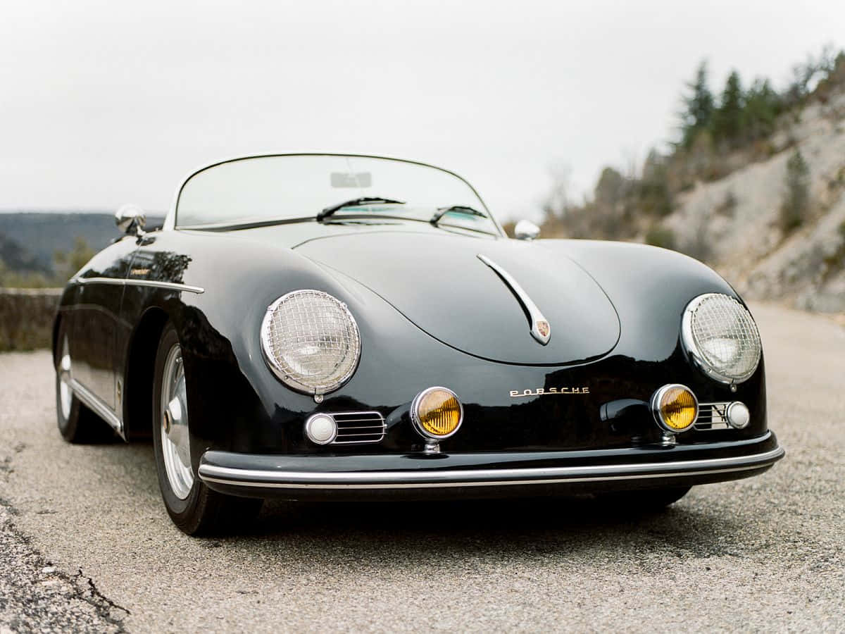ポルシェ356スピードスター - クラシックな黒のスポーツカー 壁紙