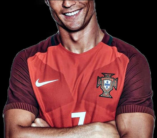 ポルトガル代表ユニフォームを着て微笑むクリスティアーノ・ロナウド 壁紙
