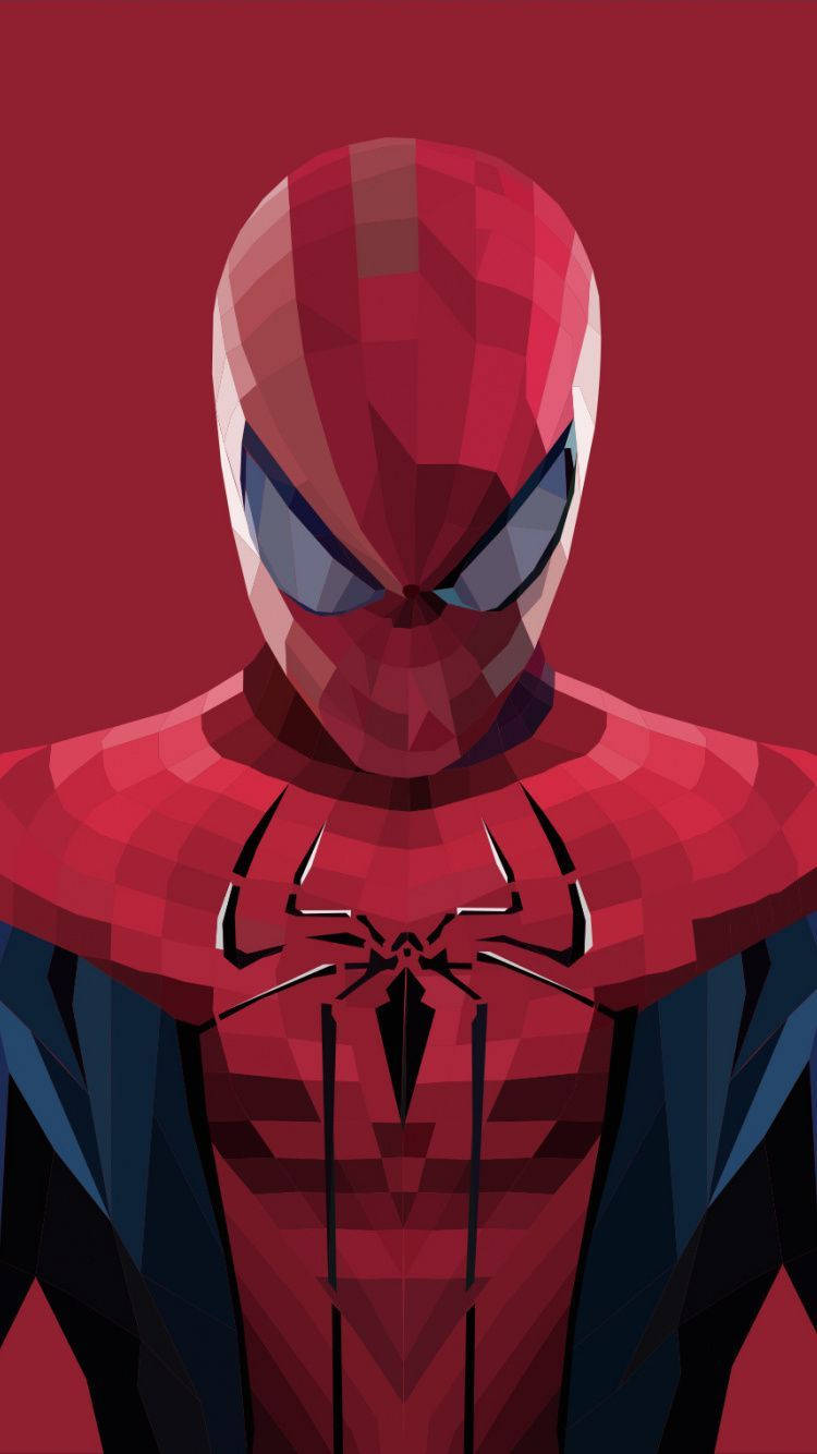 ポリゴンシェイプで作られたスパイダーマンのアートワーク、マーベルスーパーヒーロー