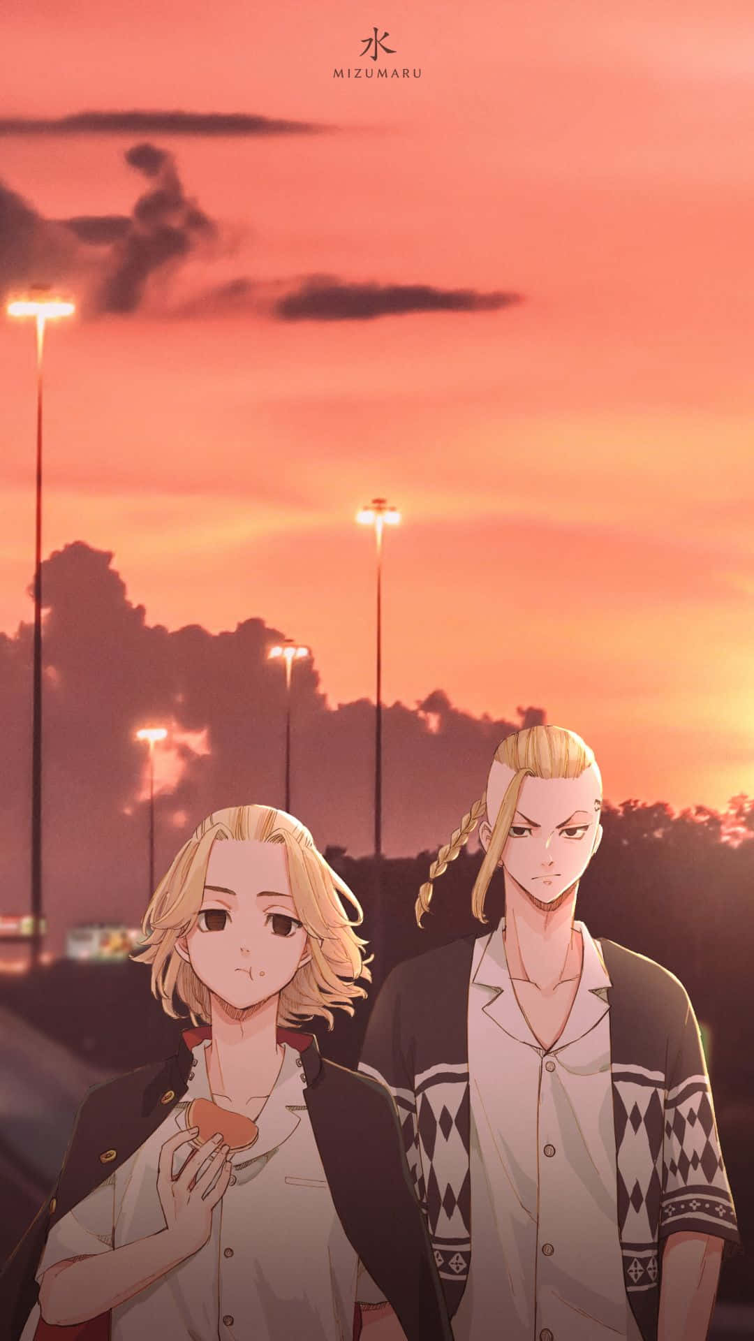 マイキーとドラケン 夕焼け空 東京リベンジャーズ アニメ 壁紙