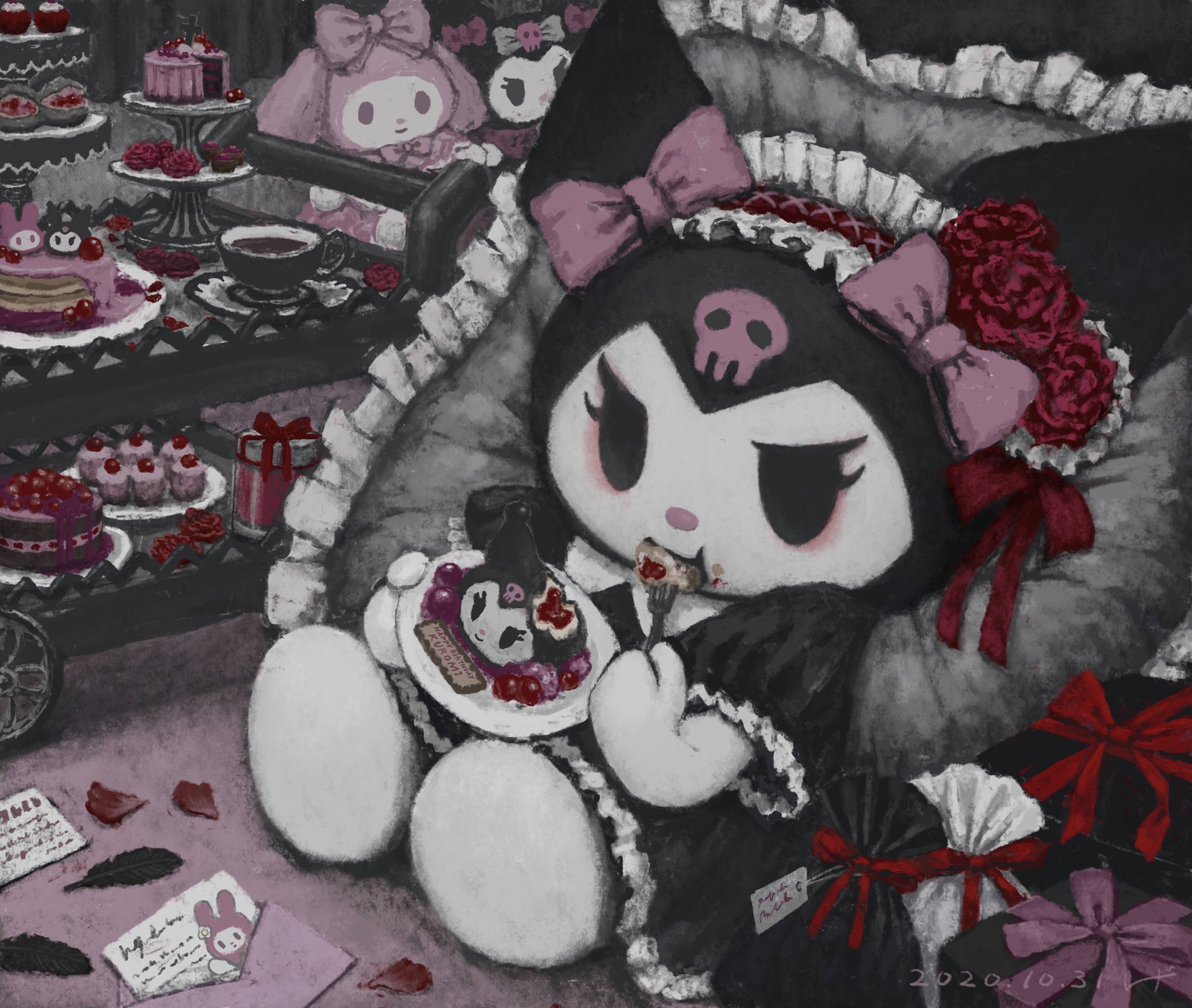 マイメロディ クロミ かわいいアートワーク 壁紙
