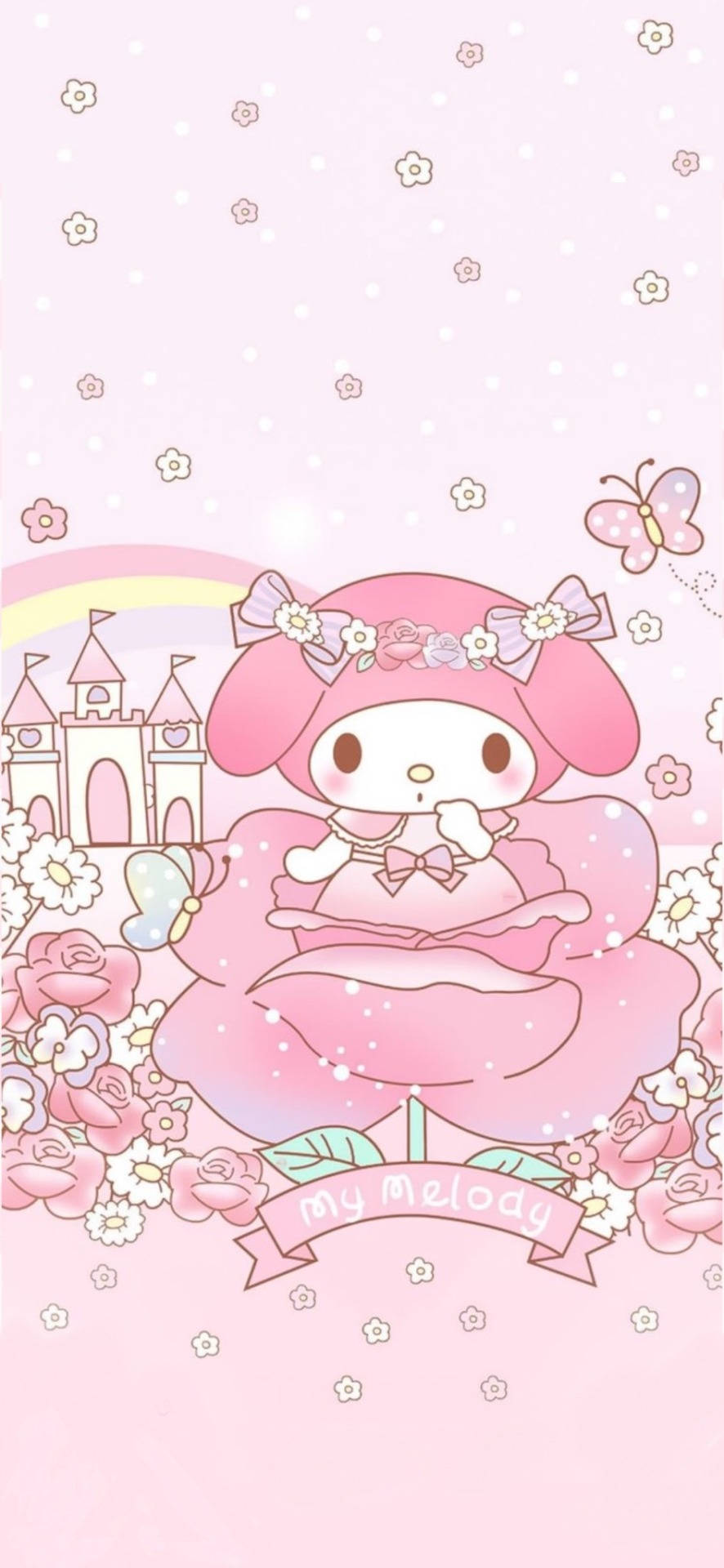 マイメロディとバラの花 壁紙