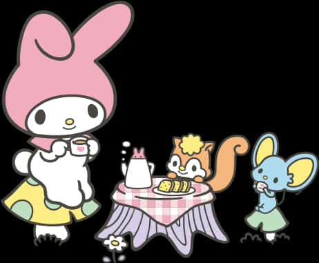 マイメロディと仲間たちのティーパーティー 壁紙