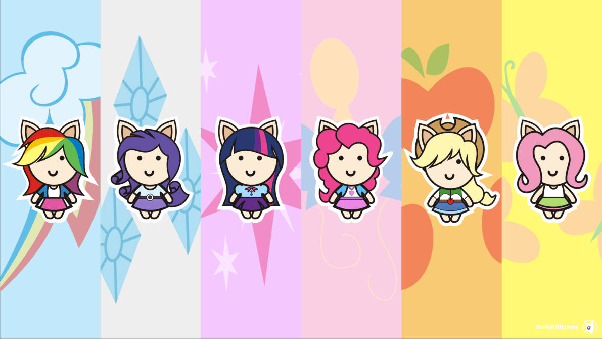 マイリトルポニーが並ぶちびキャラかわいい壁紙