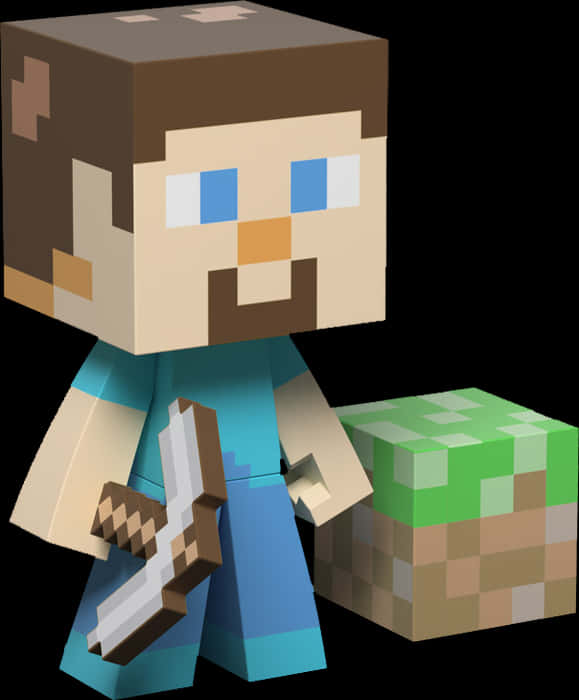 マインクラフト_スティーブ_ツルハシとブロック 壁紙
