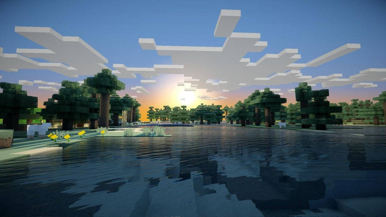マインクラフト 曇り 日の出 自然 ビュー 壁紙