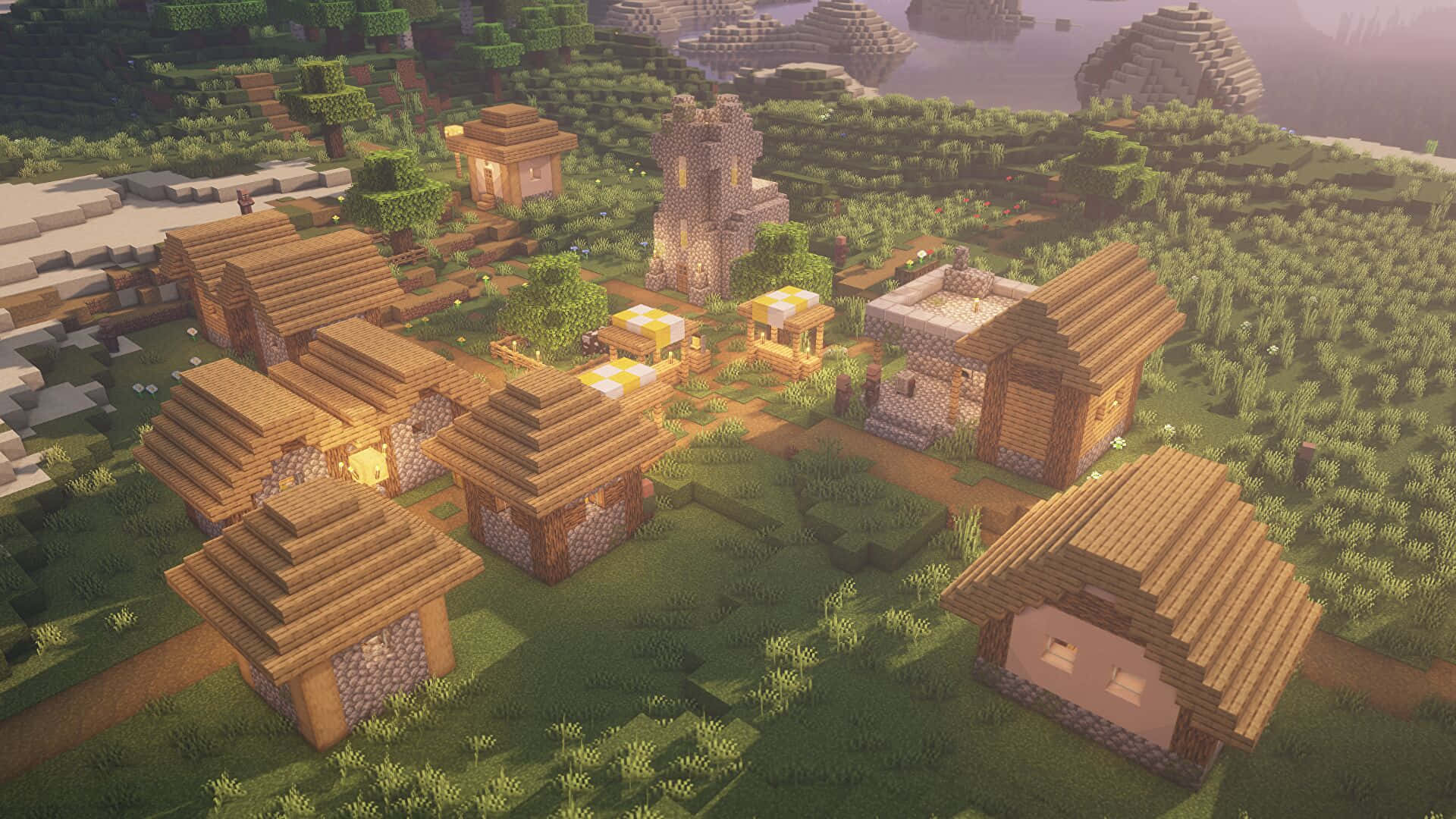 マインクラフトの村の家の画像 壁紙