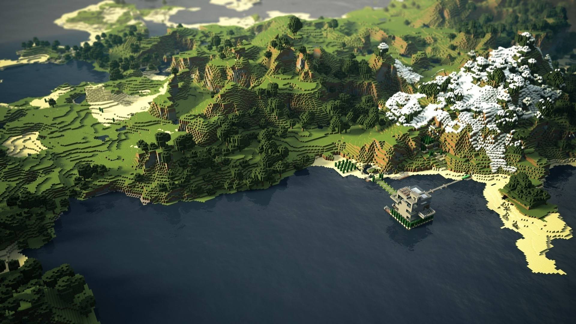 マインクラフト 緑の森 湖 バイオーム 壁紙