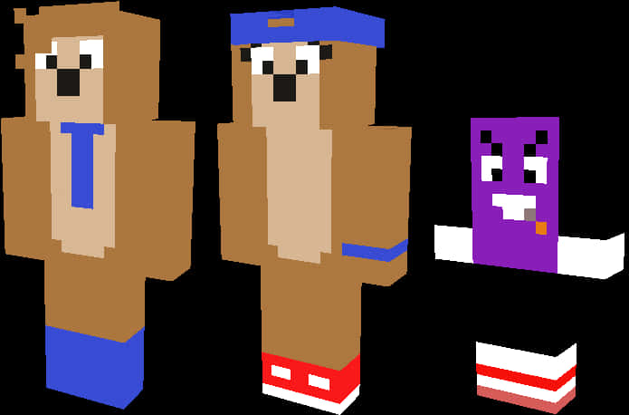 マインクラフト風の動物キャラクター 壁紙