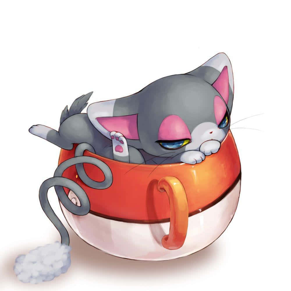 マグカップで眠るニャルマー 壁紙