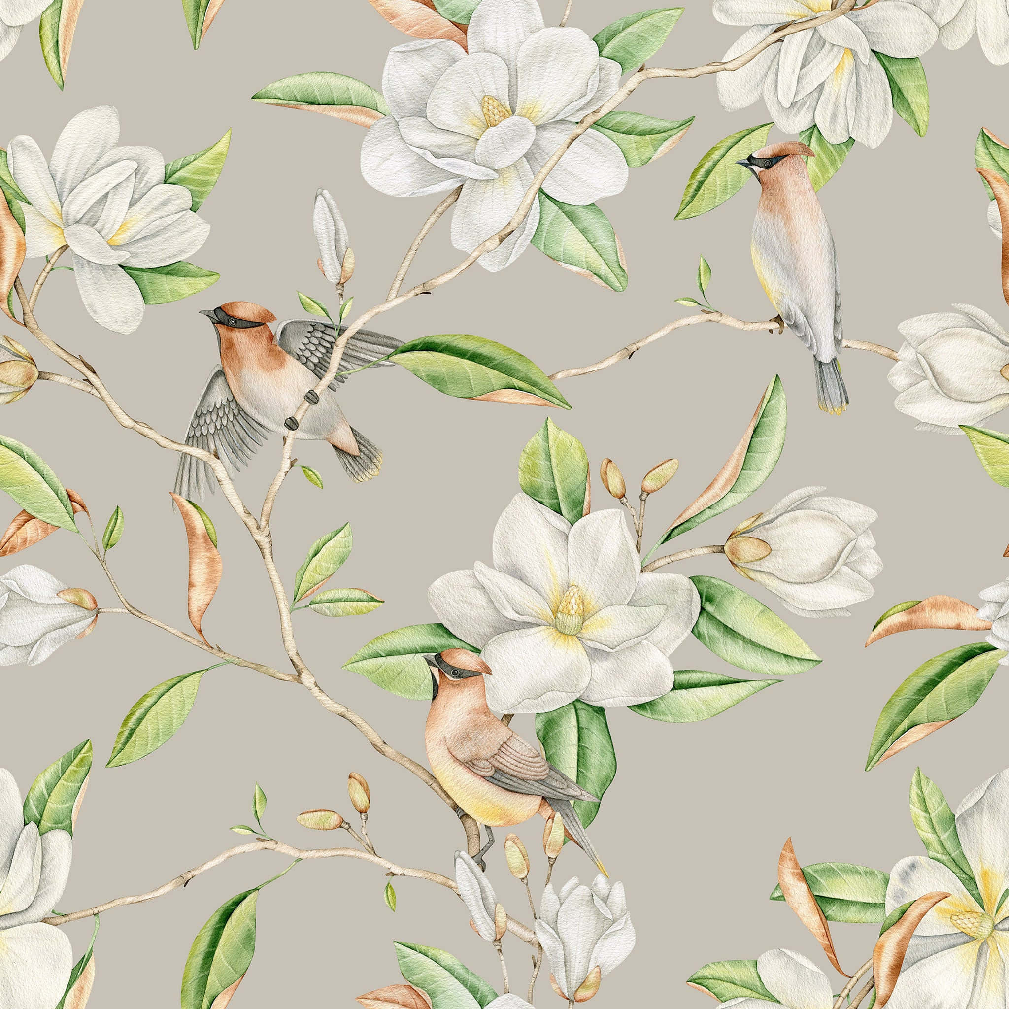 マグノリアの花 プリントデザイン 壁紙
