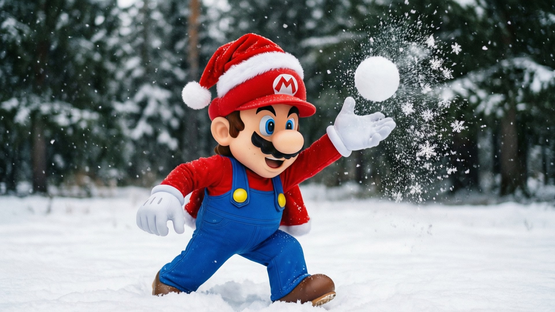 マリオの冬の楽しみ 壁紙