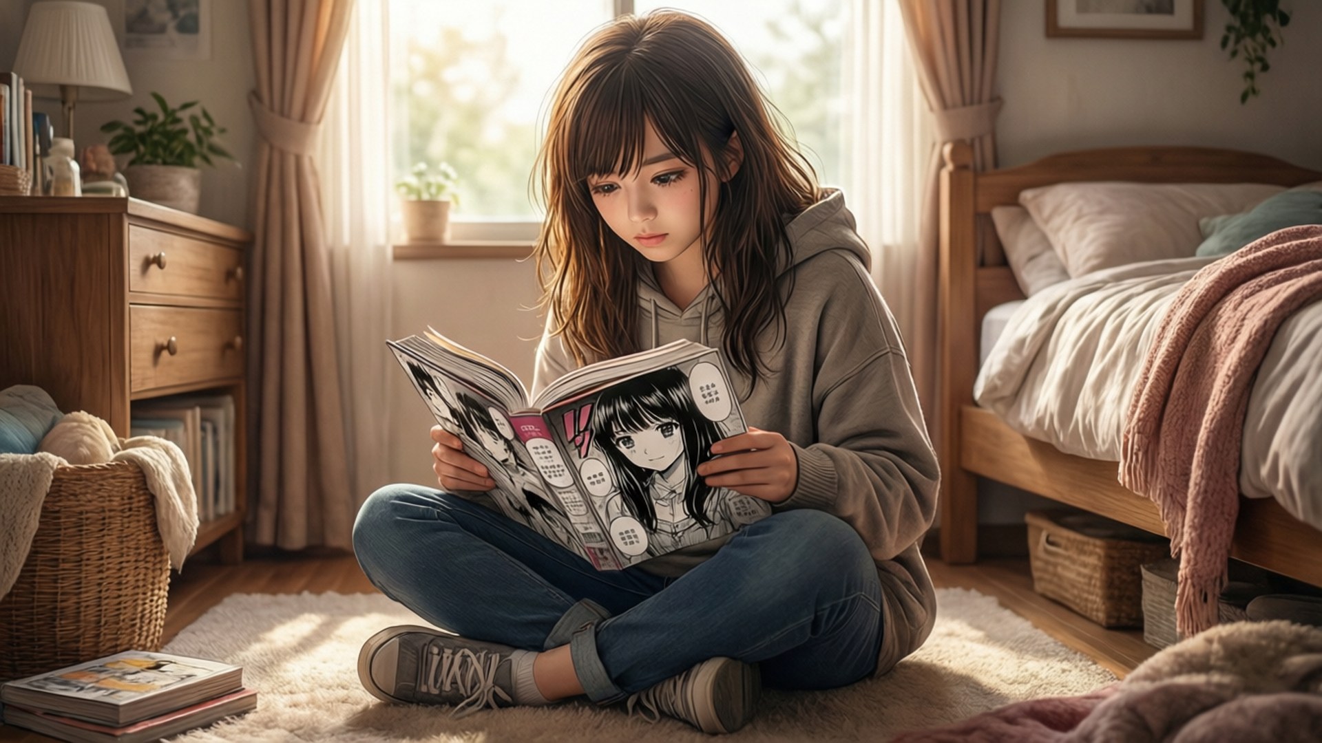 マンガを読む至福のひととき 壁紙
