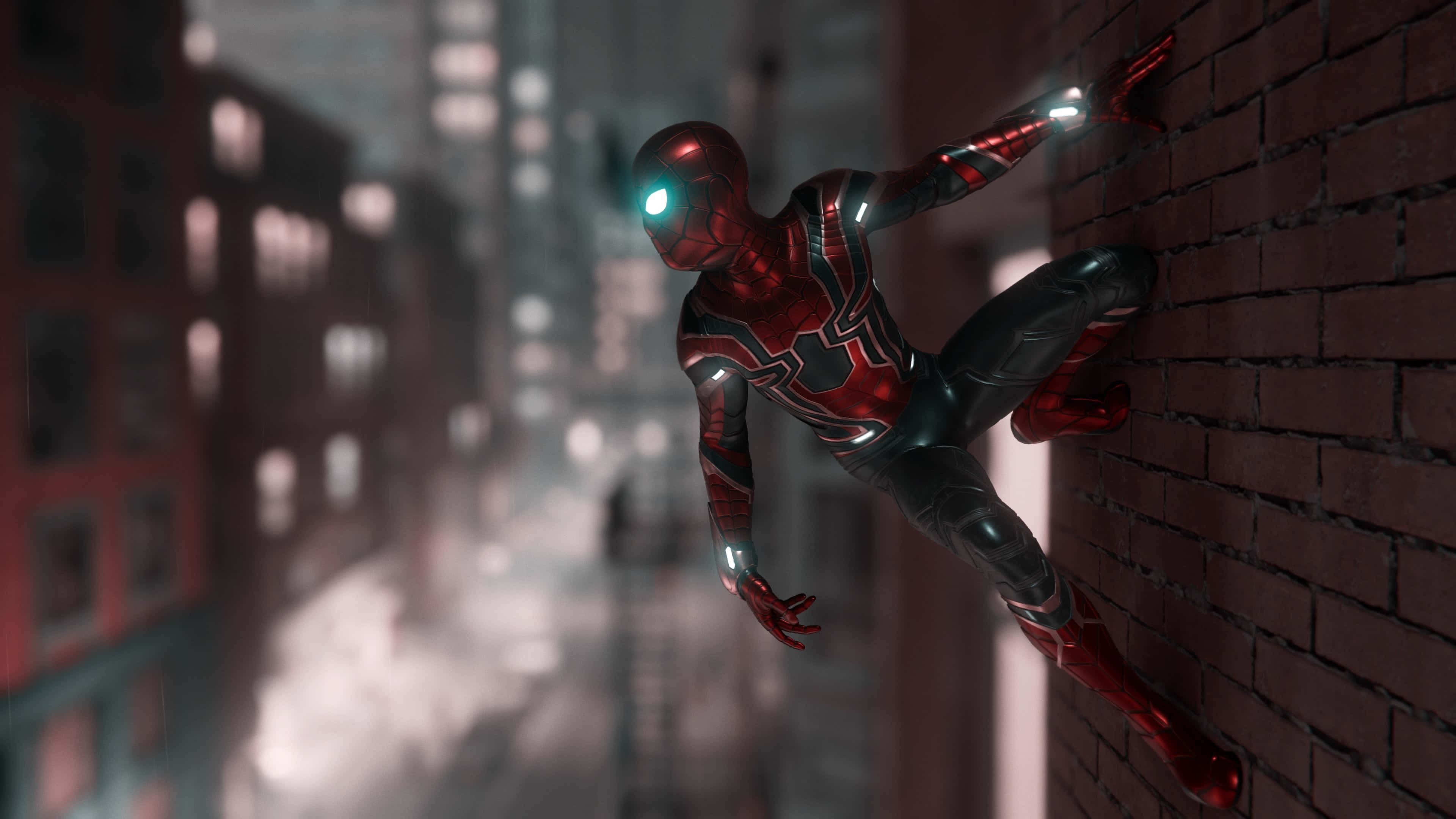 マーベルPS4 スパイダーマン 壁にポーズ 壁紙
