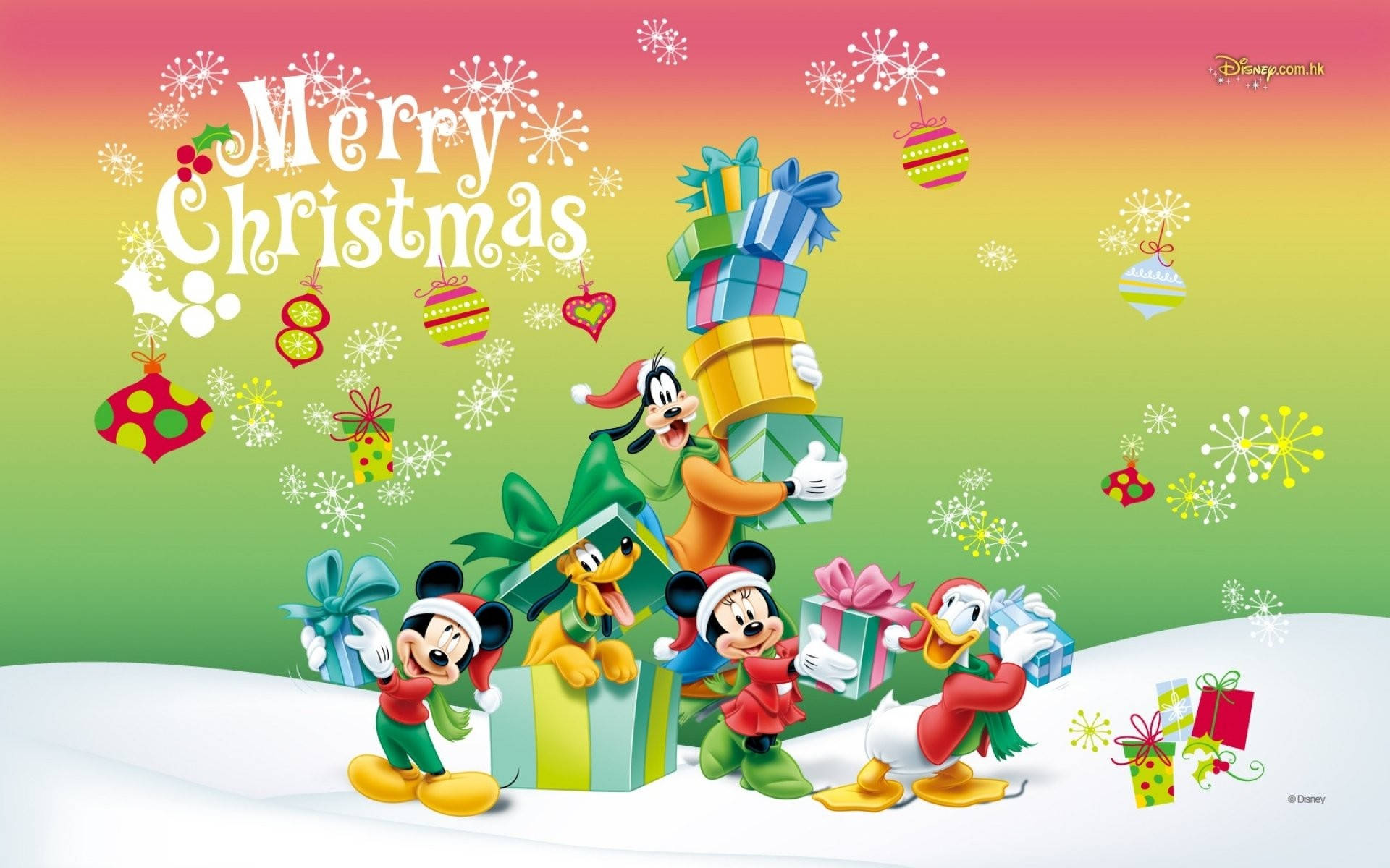 ミッキーマウス ディズニー クリスマスグリーティング 壁紙