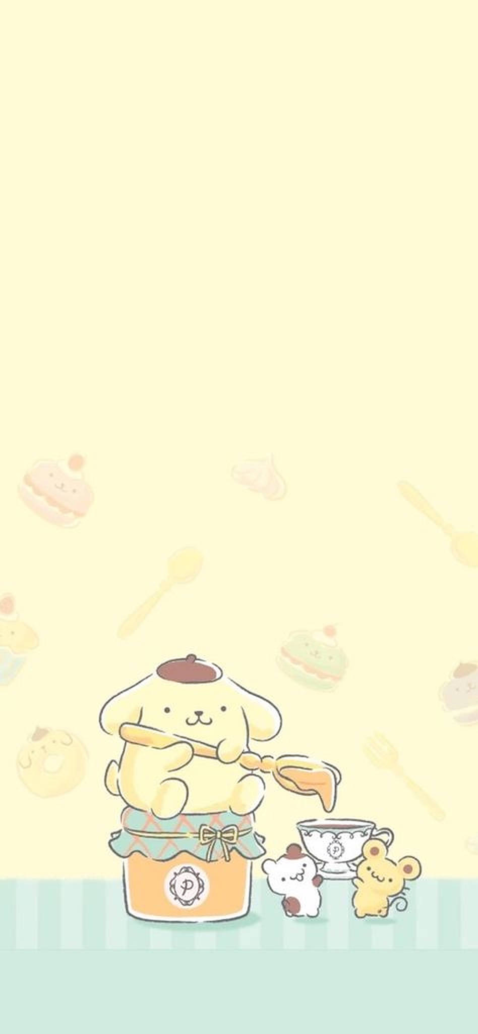 ミニマリスト ポムポムプリンアート 壁紙