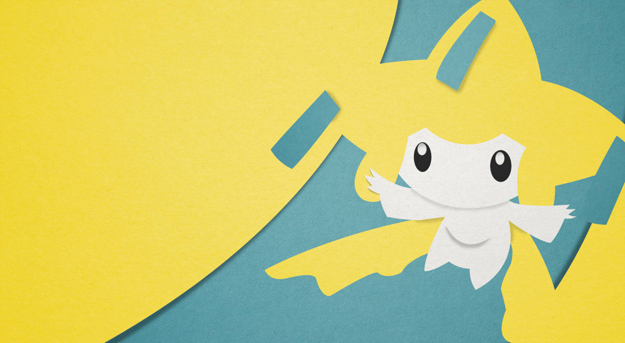 ミニマルなポケモン ジラーチ ブルー イエロー 壁紙