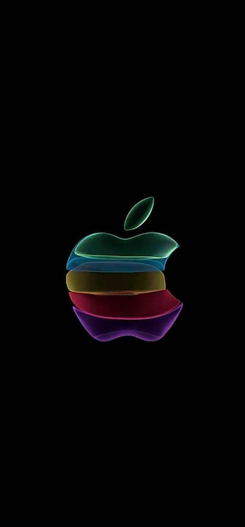 ミニマルな虹色Appleロゴ iOS 11 壁紙