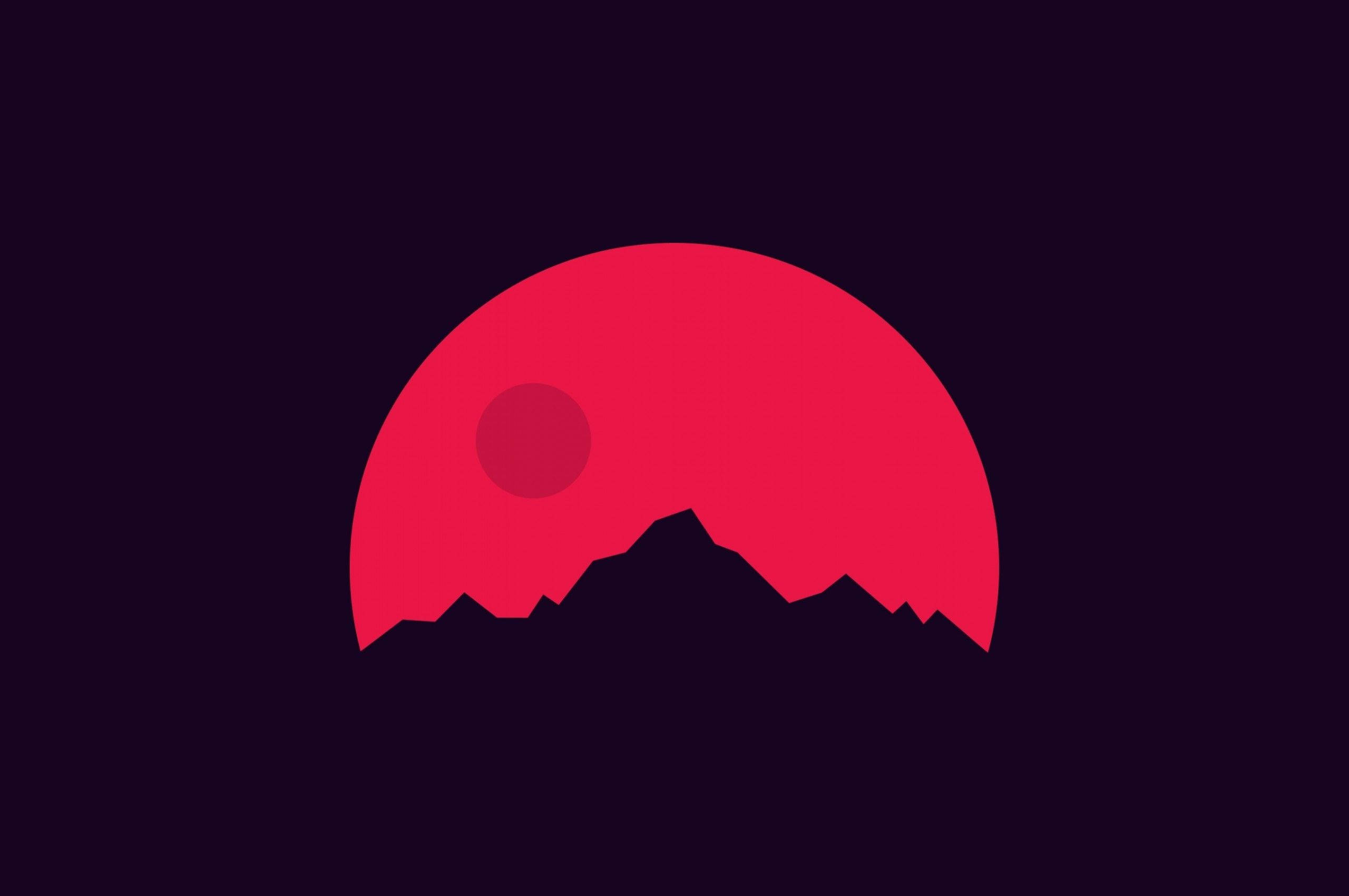 ミニマルな赤い山 壁紙