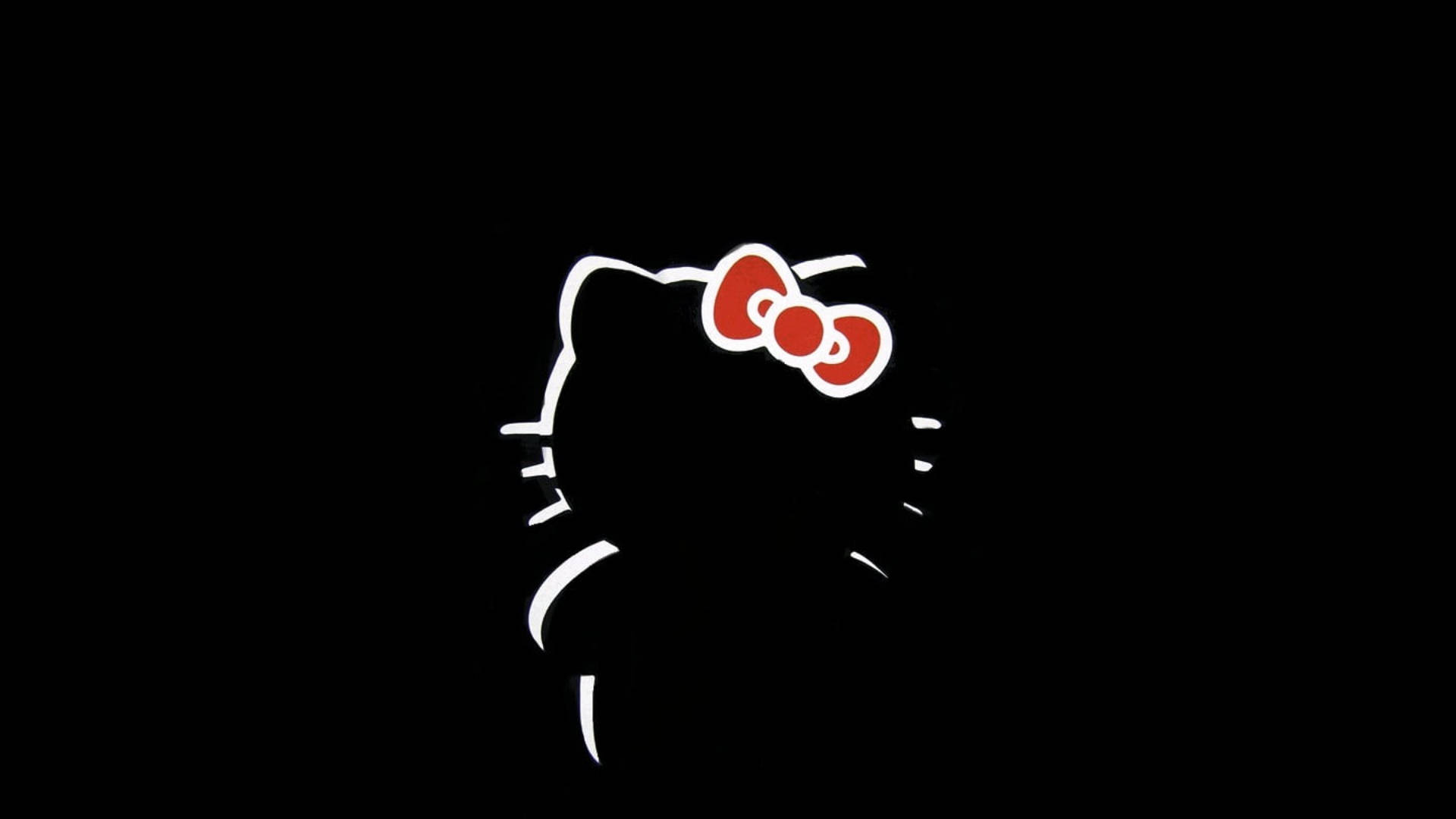 ミニマルな黒いハローキティのシルエット 壁紙
