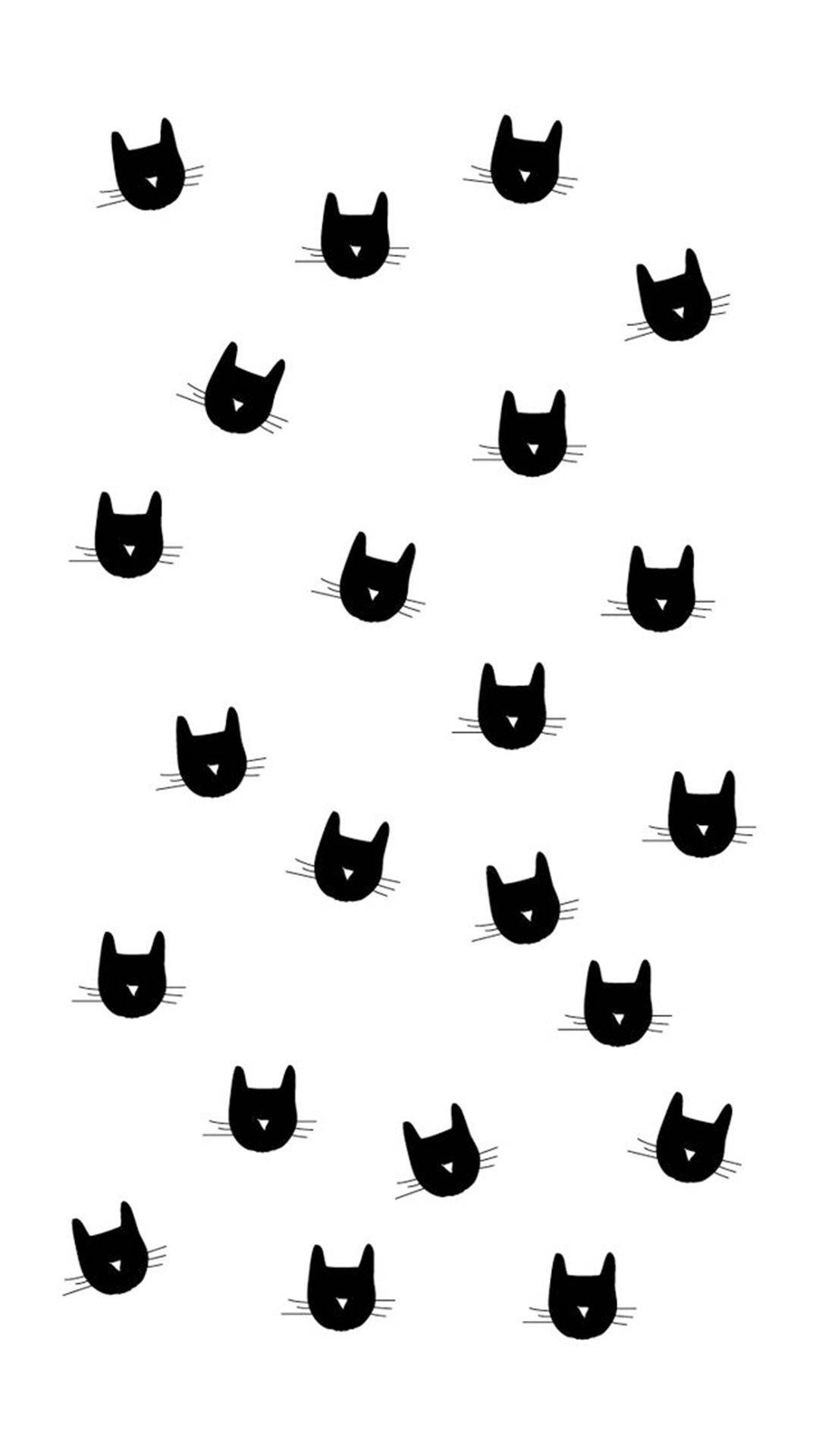 ミニマルな黒猫パターン iPhone 壁紙