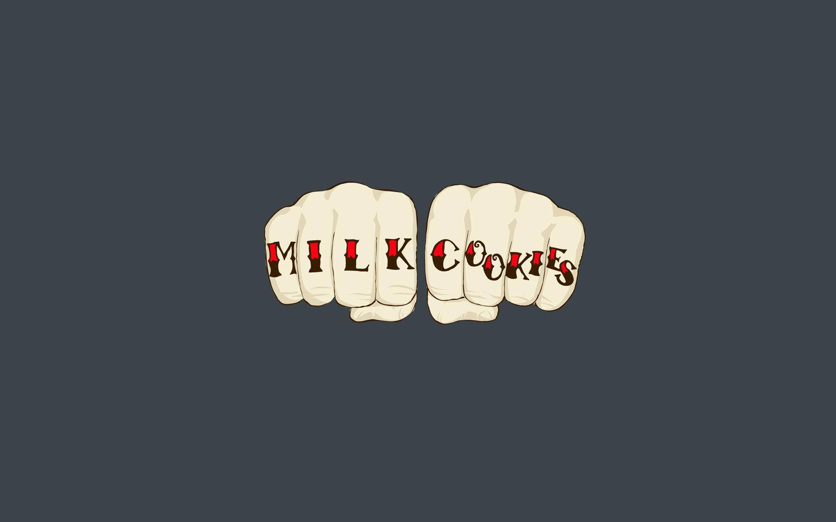 ミルククッキーと刻まれた拳のミニマルな壁紙 壁紙