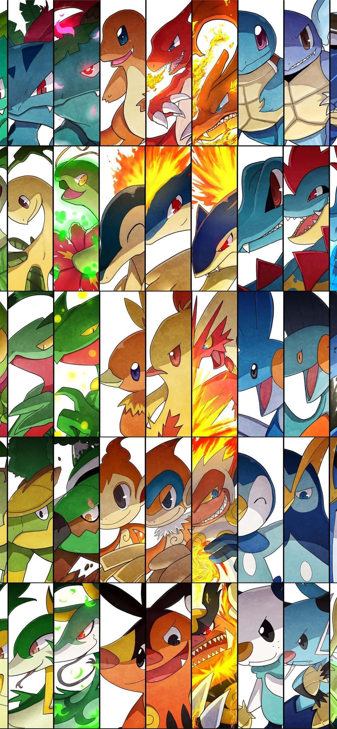 メガニウムをフィーチャーしたポケモン進化コラージュ 壁紙