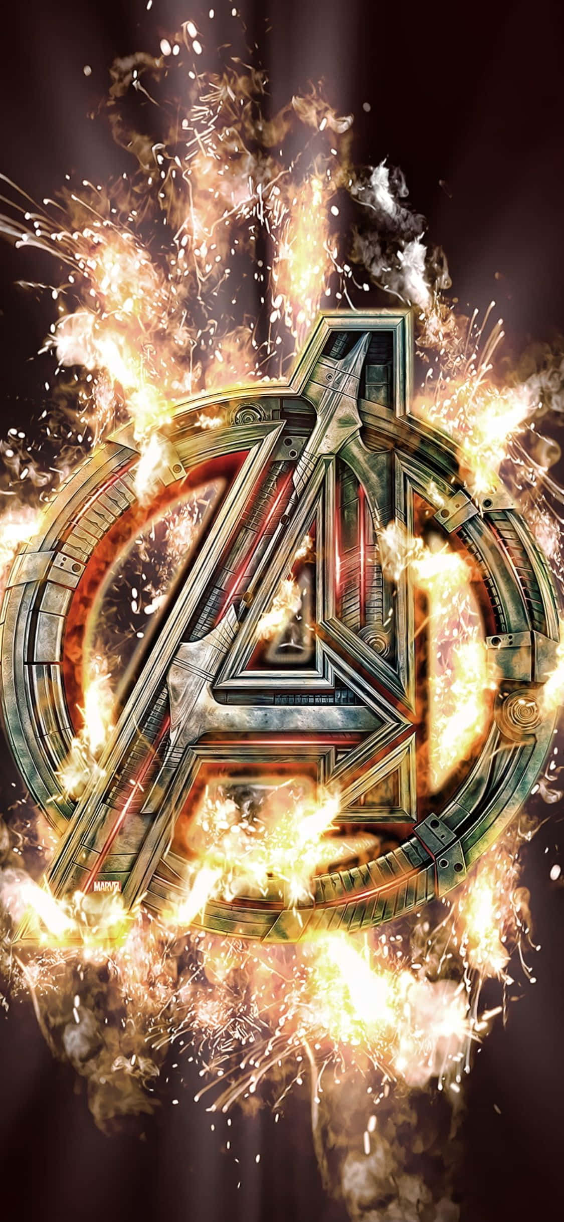 メタリックロゴデザイン iPhone XS アベンジャーズ背景 壁紙