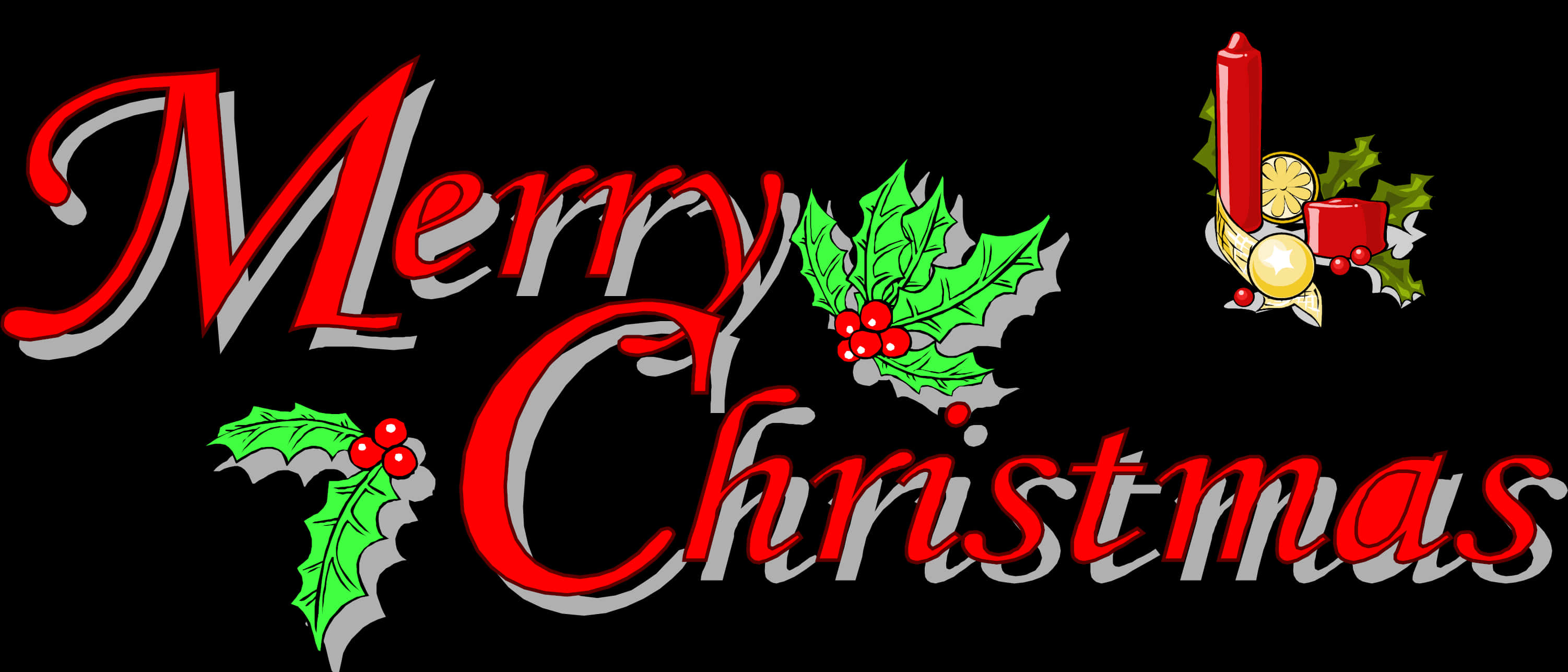 メリークリスマス 赤文字 ヒイラギ飾り 壁紙