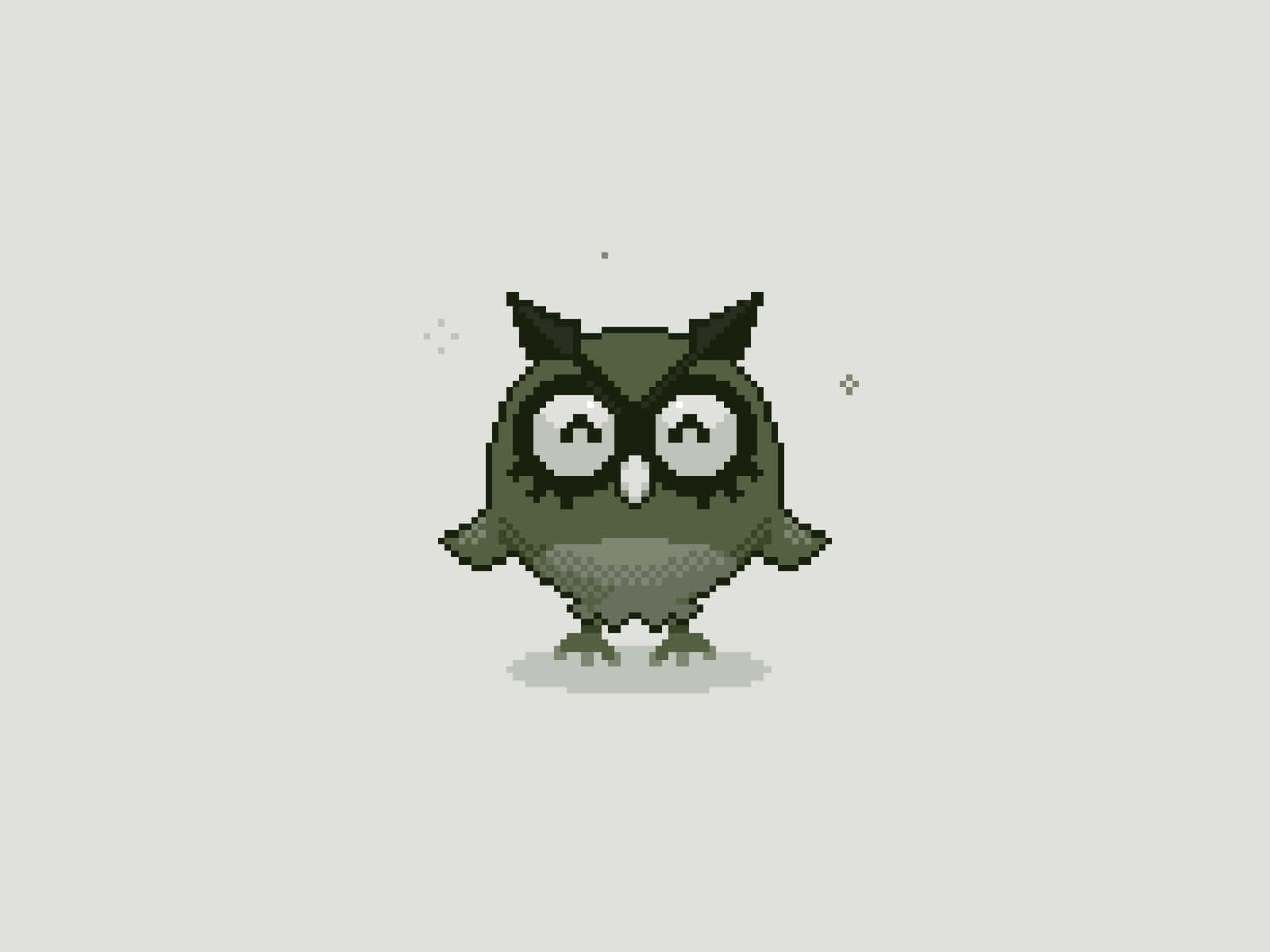 モノクロームドット絵のホーホー 壁紙