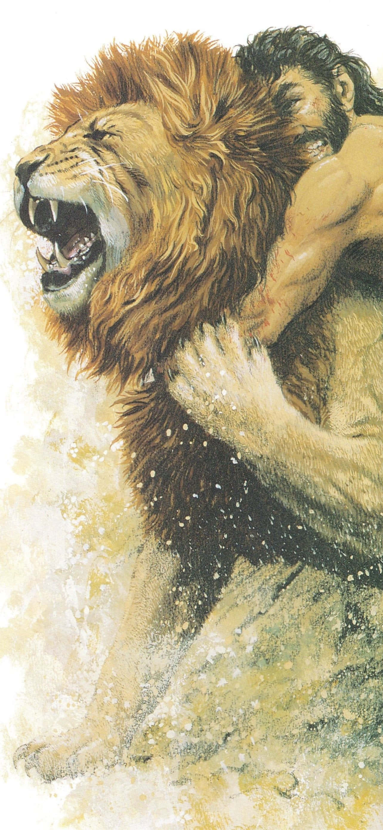 ライオンを絞め殺す男 壁紙