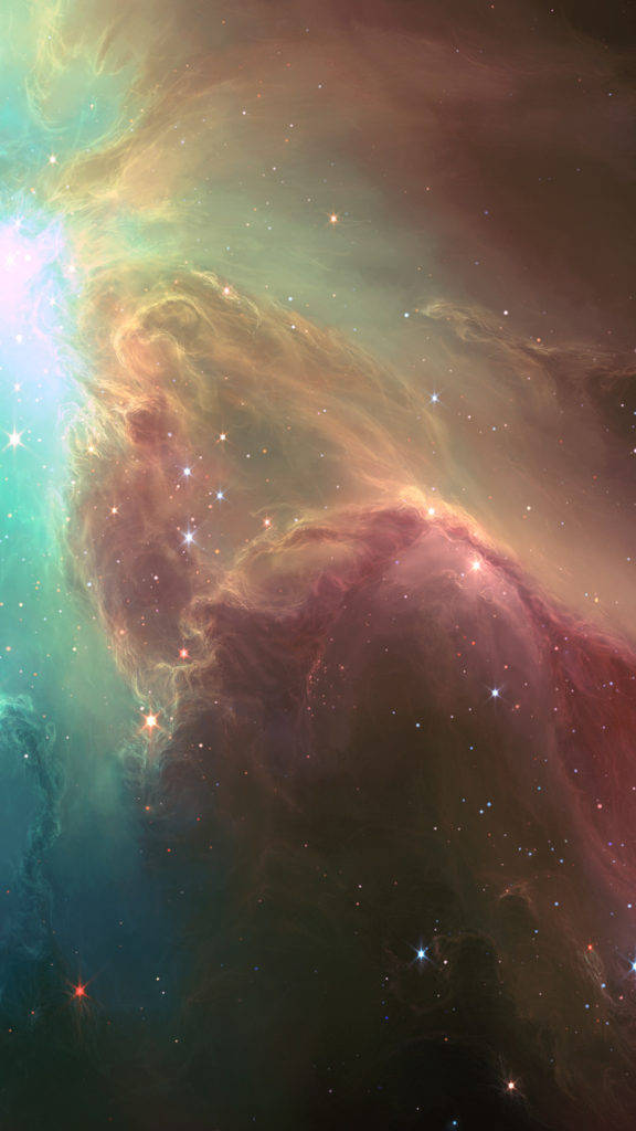 ライトグリーンの星雲スペースiPhone 壁紙