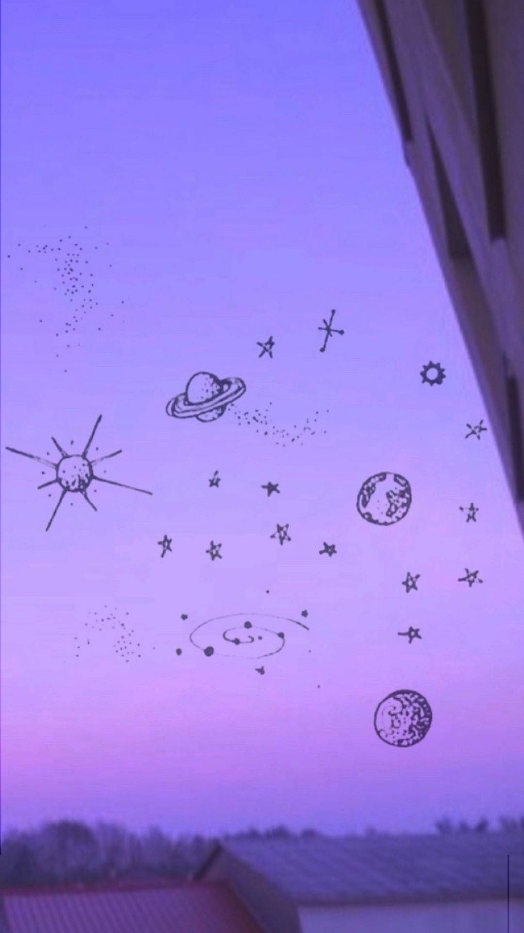 ライトパープルの天体美学 壁紙
