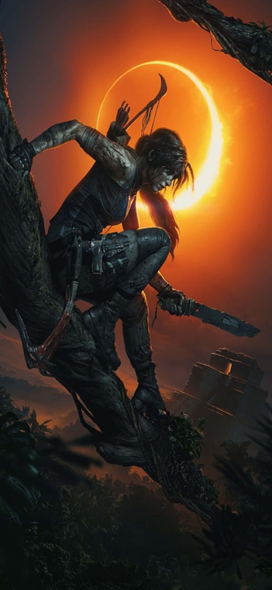 ララ・クロフトがナイフを構える | Shadow of the Tomb Raider 壁紙