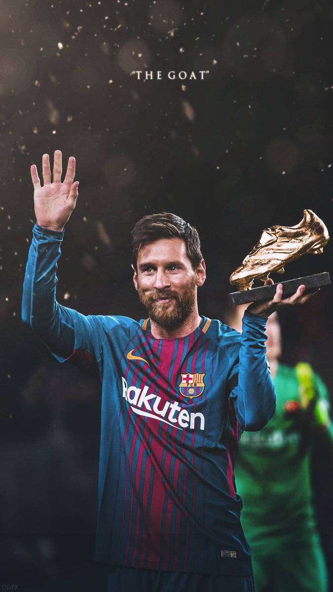 GOATリオネル・メッシがゴールデンブーツトロフィー賞を手にした壁紙